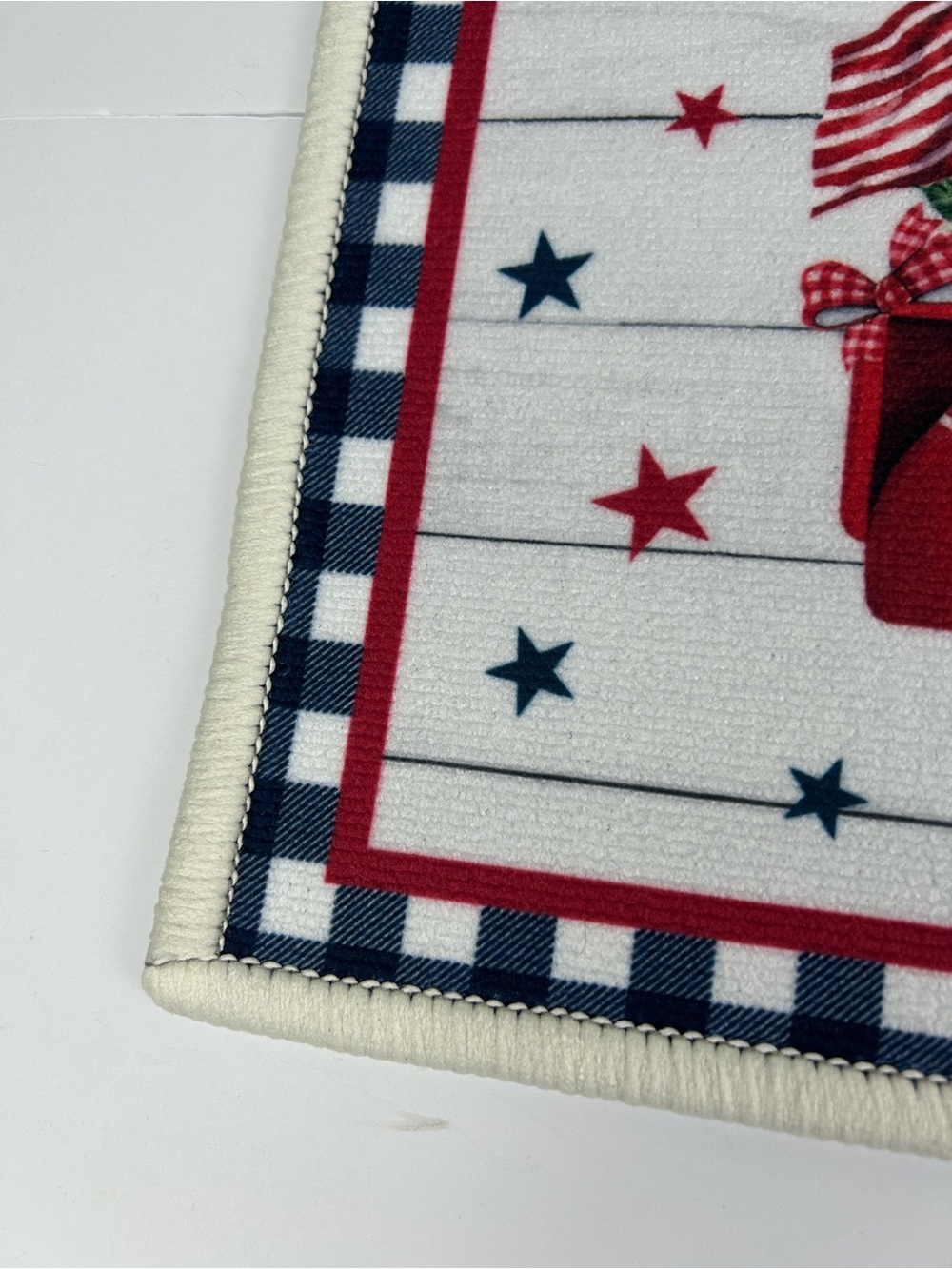 Patriotic Welcome Door Mat 24x16 Red Truck Flags Balloons 4th of July New - Picture 2 of 5